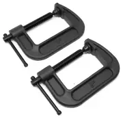 WEN CLC322 Heavy-Duty Cast Iron C-Clamps w/ 3" Jaw Opening and 2" Throat, 2 Pack