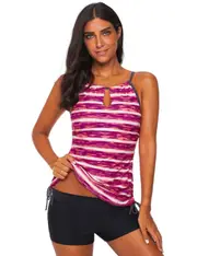 Red Print Tankini Swimwear