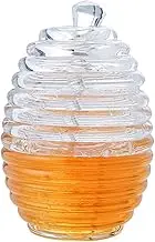 BRIGHTFUFU Honey Container Honey Jar Glass Dipper Jar for Syrup Storage Juice Dispenser Pot