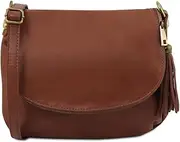 [Tuscany Leather] TL Bag - Soft Leather Shoulder Bag with Tassel Detail - TL141223 (Cinnamon)