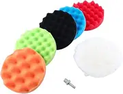 Generic 6 Sponge Polishing Waxing Buffing Pads Kit Car Polisher M14 Drill Adapter Kit Complete Professional Wool and Foam Pads Buffing, Polishing, and Finishing System for Auto Car