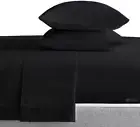 400/600/800/1000TC Au~Long Single Bed Split King 5PC Sheet Set Black Solid