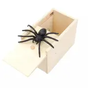 1x Scary Toy-Trick Halloween Props Spider in a Box Prank-Wooden Scare Box