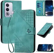 Case for Oppo A80 5g 6.67" 2024, PU Leather Flip Shell with Card Slots,Wrist Hand Strap & Magnetic Clasp,Butterfly Phone Folio Shell Book Cover for Oppo A80,Green