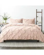 Home Collection Ultra Soft 3Pc Pinch Pleat Blush Duvet Set