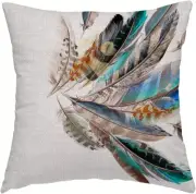 Feather Throw Pillow Cover Teal Brown Turquoise Feather Decorative Pillow Case H