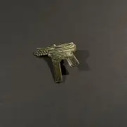 Gold SMG Hat Pin – Submachine Gun Design | Streetwear Accessory for Hats,