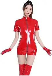 [GRRKDFQ] Women'S Lingerie Sets Zipper Open Crotch Bodysuit Romper Costumes