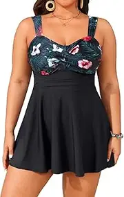 [Aqua Eve] Plus Size Two Piece Swimsuits for Women Tankini Bathing Suits Flowy Swim Dress with Shorts
