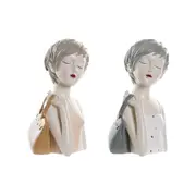 Decorative Figure Dkd Home Decor Lady Pink White 15 x 15 x 27.5 Cm 2 Units