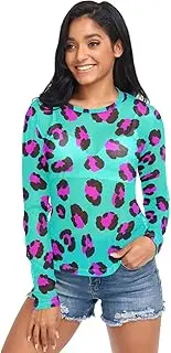 [RPLIFE] Leopard Print Teal Mesh Long Sleeve, Long Sleeve Rave Top S-XXL