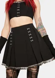 [Punk Rave] Dark Gradient Lace Heavy Pleated Skirt