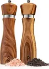 Gennua Kitchen Wooden Salt and Pepper Grinder Set: Refillable Salt & Pepper M...