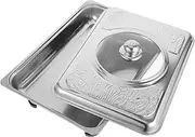Ciieeo Stainless Steel Buffet Tray Buffet Serving Platters Covered Tray Snacks Holder Plate Rectangular Chafing Dish Stainless Steel Silver
