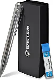 BASTION® Premium Mechanical Pencil, Professional Medium Point Stainless Steel Bolt Action Pencil for Architecture Drawing and Sketching includes 20 x 0.77mm Lead Refills Durable Mechanical Pencil