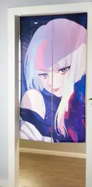 Cyberpunk 2077 Edgerunners Lucy Japanese Door Curtain Night City Scene Official