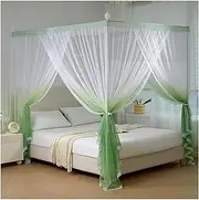 4 Corner Canopy Bed e Post Poles, Mosquito Net Bed e Curtain Brackets with Curtain Princess Bed Netting Canopy for Bedroom Decoration (Color : Green, Size : Queen)