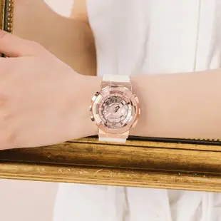 【CASIO 卡西歐】G-SHOCK 韓國女團 ITZY 輕盈玫瑰金 優雅奢華手錶-玫瑰金X粉米色(GM-S110PG-4A)