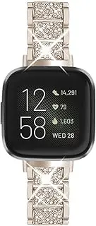 [Aergood] Bling Strap,Compatible with Fitbit Versa 3/Sense bands,Luxe jewelry Rhinestone Stainless Steel Metal Versa 3/Sense Replacement Bracelet Wristband for Women
