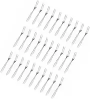 Mikinona 30 Pcs Stainless Steel Fruit Forks Two Prong Snack Forks for Appetizers Desserts and Cocktails for Parties and Gatherings