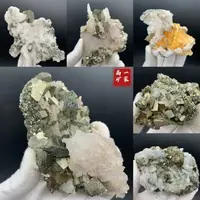 在飛比找樂天市場購物網優惠-湖南上堡黃鐵礦愚人金螢石水晶礦物共生科普教學標本奇石收藏擺件