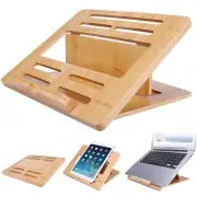 Bamboo Fodable Laptop Notebook Riser Stand Desktop Adjustable with 4 Angles N...