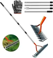Scarifier Rake with Handle 160 cm, Cutting Rake Garden, Moss Rake, Scarifier Rake, Adjustable Hand Scarifier, Floor Rake for Cleaning Totem Grass, for Garden, Yard, Lawn