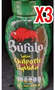 3X BUFALO SALSA CHIPOTLE LIQUIDA - 3 FRASCOS de 260g c/u -ENVIO PRIORIDAD GRATIS