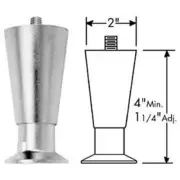 4 in NickelPlated Thermoplastic Leg with Matte Nickel Foot 3/816