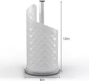 Stainless Steel Paper Towel Holder Weighted Base 12x6"White Spiral Modern