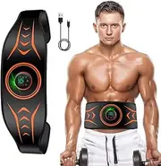 PAZMIA Best Abs Stimulator, Portable EMS Fitness Belt for Muscle Conditioning. Black, Black, XX-Large