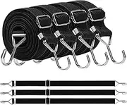 Bungee Cords with Hooks, 4 Pack Premium Elastic Luggage Bungee Straps, Adjustable Elastic Bungee Straps with Hooks for Bicycles Camping Tent Luggage Fixings(Black, 1M)