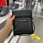 BALENCIAGA 巴黎世家 黑色與白色 羊皮 斜背包 GD包 手機包 肩背包 側背包 532298