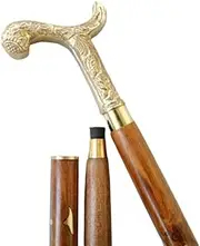 Antique Design Brass Handle Walking Sticks Victorian Wooden Walking Stick Cane 3 Fold Adult Walking Stick Christmas