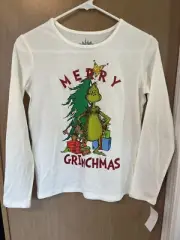 New With Tags! Girls Long Sleeve Grinch Shirt- XL Kids Merry Grinchmas