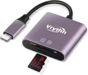 USB C SD Card Reader Vrythn Aluminum SD Card Adapter with Dual Slots for iPhone