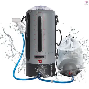 水袋可折疊水容器 12L/20L 便攜式野營淋浴袋水袋帶氣泵戶外[15][新到貨]