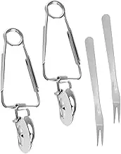 SECFOU Cooking Utensils Set 2-Piece Stainless Steel Clip Food Tongs Fork Perfect for Snails Seafood Steaks Salads Restaurant Serving