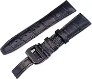 [GGZONE] RHAIYAN Compatible with IWC Strap Watch Accessories Watch Bracelet Genuine Leather Watch Belt Compatible with IWC Watch Strap Watch Band Specific (Color : Black-Black Clasp, Size : 20mmWithMark)