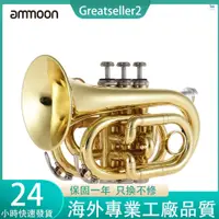 在飛比找蝦皮商城精選優惠-Gree)ammoon 迷你袖珍小號 Bb 扁黃銅管樂器帶吹