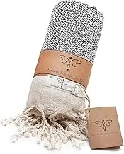 SMYRNA TURKISH COTTON Throw Blanket Vintage Series, 60x80 inch, Outdoor Blankets, Throws and Blankets for Couch, Sofa, Bed, Chair, Beach Picnic, Travel Boho Turkish Blanket Throw, Gray