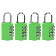 4 Digit Combination Padlock, 4mm Steel Shackle Code Padlocks Green, 4Pcs