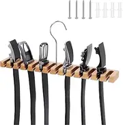 CENZICOM 14 Belt Hanger for Closet, 2 in 1 Wooden Wall Mount Belts Organizer, Belt Rack with Swivel Hook, Tie and Belt Organizer Display for Closet, Door, Wall (Beige)