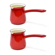 2PK Coffee Culture Enamel 750ml Turkish Coffee Pot Maker Stovetop Brewing Red