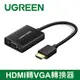 【現折$50 最高回饋3000點】 UGREEN 綠聯 HDMI轉VGA轉換器 Aluminum版 黑色