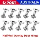 10x Cabinet Door Hinge Half/Full Overlay Cupboard Kitchen Soft Close Stainless