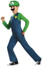 BOYS NINTENDO SUPER MARIO LUIGI JUMPSUIT HAT MUSTACHE COSTUME M DG73692
