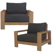Stud 2pc 1+1 Seater Outdoor Patio Sofa Lounge Chair Set with Solid Timber Frame