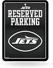 Rico Industries NFL Football New York Jets Carbon Fiber Design 8.5" x 11" Carbon Fiber Metal Parking Sign - Great for Man Cave, Bed Room, Office, Home Décor