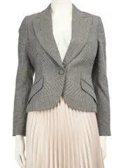 Grey Wool Checkered Blazer